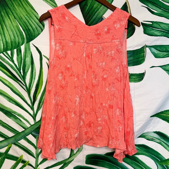 Halston S Coral Lightweight V Neck Button Front Casual Spring Summer Blouse - Picture 2 of 7